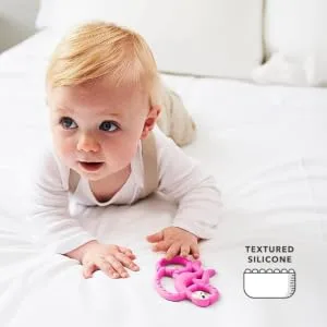 Matchstick Monkey Antimicrobial Silicone Teether Easy To Grip BPA Free 3 Months Old+ 10 cm Pink Mini Monkey Pink Monkey 3 Months Old+ 1 Mini Monkey Teether - MMTP4