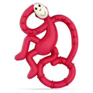 Matchstick Monkey Antimicrobial Silicone Teether Easy To Grip BPA Free 3 Months Old+ 10 cm Rubine Red Mini Monkey Rubine Red Monkey 3 Months Old+ 1 Mini Monkey Teether - MMTR2