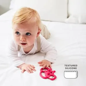 Matchstick Monkey Antimicrobial Silicone Teether Easy To Grip BPA Free 3 Months Old+ 10 cm Rubine Red Mini Monkey Rubine Red Monkey 3 Months Old+ 1 Mini Monkey Teether - MMTR4