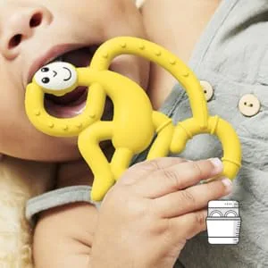 Matchstick Monkey Antimicrobial Silicone Teether Easy To Grip BPA Free 3 Months Old+ 10 cm Yellow Mini Monkey Yellow Monkey 3 Months Old+ 1 Mini Monkey Teether - MMTY3