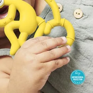 Matchstick Monkey Antimicrobial Silicone Teether Easy To Grip BPA Free 3 Months Old+ 10 cm Yellow Mini Monkey Yellow Monkey 3 Months Old+ 1 Mini Monkey Teether - MMTY5