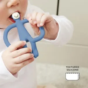Matchstick Monkey Original Teether & Gel Applicator Silicone Easy To Grip BPA Free 3 Months Old+ 10.5 cm Airforce Blue Monkey Airforce Blue Monkey 3 Months Old+ 1 Original Monkey Teether - OMTAB4