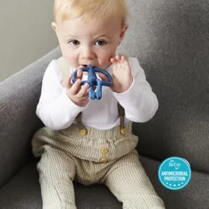 Matchstick Monkey Original Teether & Gel Applicator Silicone Easy To Grip BPA Free 3 Months Old+ 10.5 cm Airforce Blue Monkey Airforce Blue Monkey 3 Months Old+ 1 Original Monkey Teether - OMTAB5