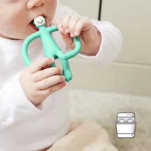 Matchstick Monkey Original Teether & Gel Applicator Silicone Easy To Grip BPA Free 3 Months Old+ 10.5 cm Green Monkey Green Monkey 3 Months Old+ 1 Original Monkey Teether - OMTGN3