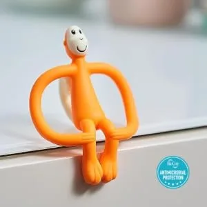 Matchstick Monkey Original Teether & Gel Applicator Silicone Easy To Grip BPA Free 3 Months Old+ 10.5 cm Orange Monkey Orange Monkey 3 Months Old+ 1 Original Monkey Teether - OMTO5