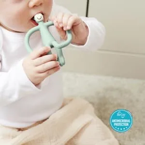 Matchstick Monkey Original Teether & Gel Applicator Silicone Easy To Grip BPA Free 3 Months Old+ 10.5 cm Rubine Red Monkey Rubine Red Monkey 3 Months Old+ 1 Original Monkey Teether - OMTMG5