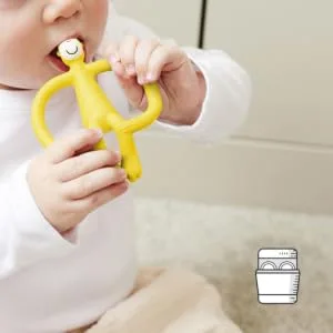 Matchstick Monkey Original Teether & Gel Applicator Silicone Easy To Grip BPA Free 3 Months Old+ 10.5 cm Yellow Monkey Yellow Monkey 3 Months Old+ 1 Original Monkey Teether - OTYM3