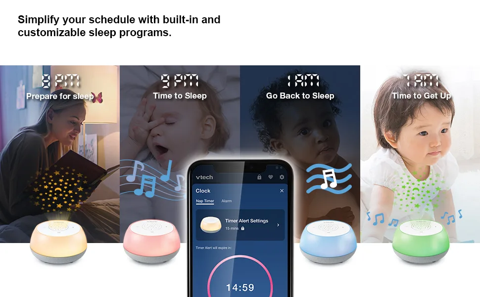 VTech BC8213 V-Hush Junior Sleep Training Soother with 40 Stories/Songs/Sounds & Record Your own Voice. Portable Bluetooth HD Speaker 250+ Multi-Colour Night Light Ceiling Projector - BC8213