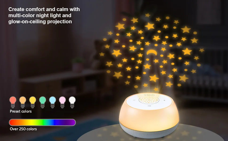 VTech BC8213 V-Hush Junior Sleep Training Soother with 40 Stories/Songs/Sounds & Record Your own Voice. Portable Bluetooth HD Speaker 250+ Multi-Colour Night Light Ceiling Projector - BC8213