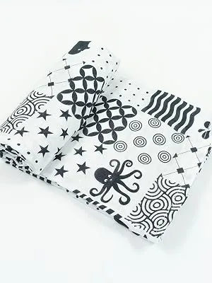 MuslinZ Sensory Muslin squares in Black and White for Visual Stimulation and Sensory Play Bamboo/Organic Cotton mix (120x120cms) - MuslinZ Sensory Various Patterns Muslin Swaddle