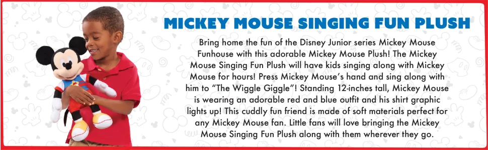 JP Mickey & Minnie JPL14619 Mickey Mouse Singing Fun Plush H 25cm x W 14cm x D 10cm - image
