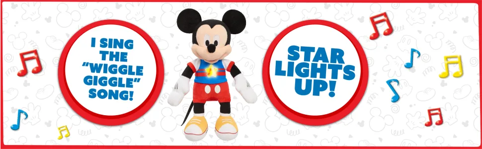 JP Mickey & Minnie JPL14619 Mickey Mouse Singing Fun Plush H 25cm x W 14cm x D 10cm - image