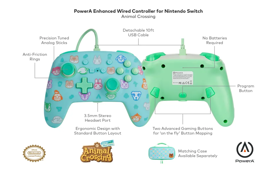 PowerA Enhanced Wired Controller for Nintendo Switch Animal Crossing Gamepad Wired Video Game Controller Gaming Controller Animal Crossing New Horizons - image