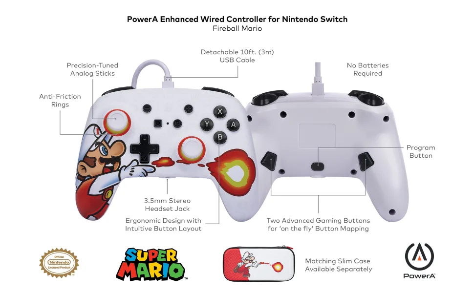 PowerA Enhanced Wired Controller for Nintendo Switch - Fireball Mario - image