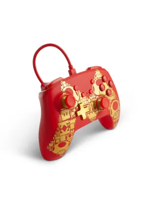 PowerA Enhanced Wired Controller for Nintendo Switch Golden M Gamepad Wired Video Game Controller Gaming Controller Mario Gold M - image