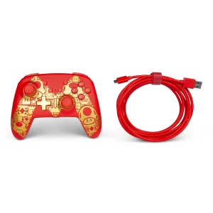 PowerA Enhanced Wired Controller for Nintendo Switch Golden M Gamepad Wired Video Game Controller Gaming Controller Mario Gold M - image