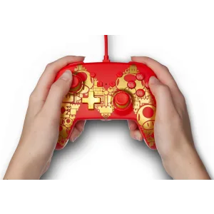 PowerA Enhanced Wired Controller for Nintendo Switch Golden M Gamepad Wired Video Game Controller Gaming Controller Mario Gold M - image