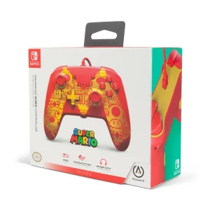 PowerA Enhanced Wired Controller for Nintendo Switch Golden M Gamepad Wired Video Game Controller Gaming Controller Mario Gold M - image