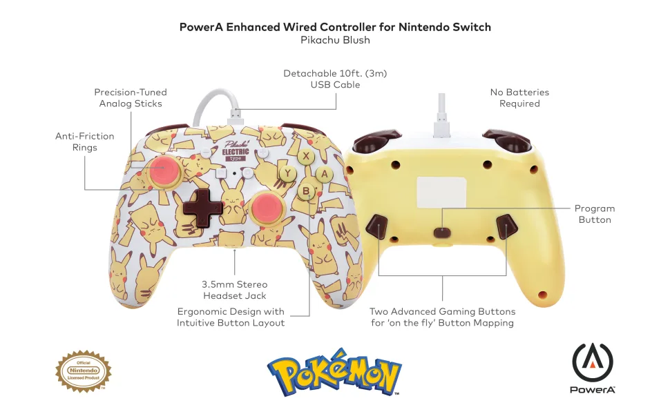 PowerA Enhanced Wired Controller for Nintendo Switch Pikachu Blush - image
