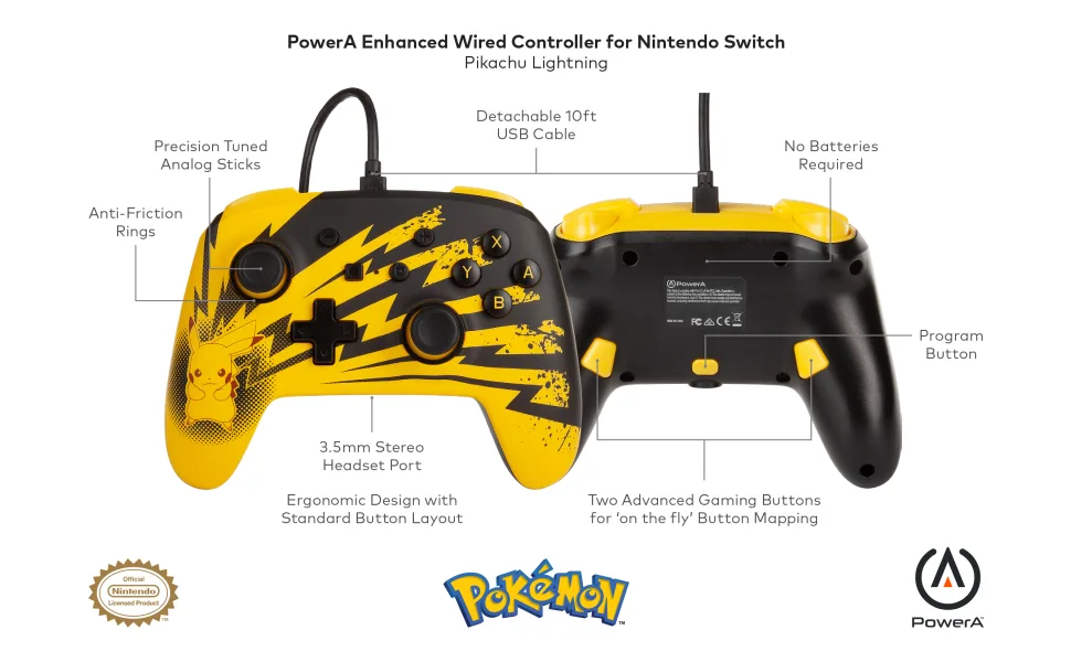 PowerA Enhanced Wired Controller for Nintendo Switch - Pok mon: Pikachu Lightning Lightning Pikachu - image