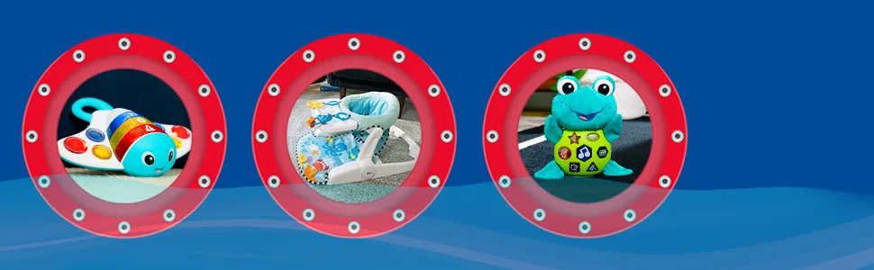 Baby Einstein Ocean Explorers Neptune's Kick & Explore Musical Kick Pad & Crib Toy for Ages 0 Months and up - image