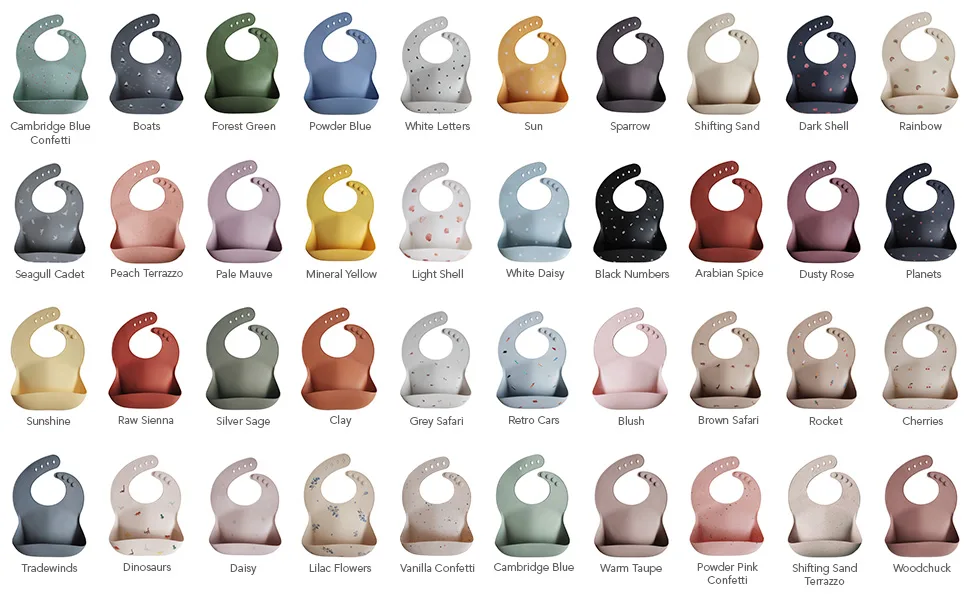 Mushie Baby Silicone Bib | Adjustable Fit Waterproof Bibs | Easy Wipe Baby Feeding Bibs | 4 Adjustable Sizes with Deep Front Pockets | 100% BPA and Phthalate Free Sparrow - Mushie Bib