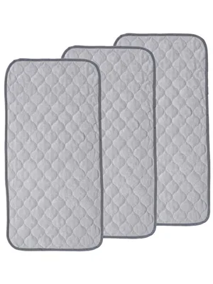 Nicoone Waterproof Changing Mat Liners Quilted 3PCS Bamboo Terry Surface Diaper Changing Pad Liner Washable Reusable Diaper Changing Liners for Home Outdoor Travel Grey - Rectangle - Changing Pad Liner