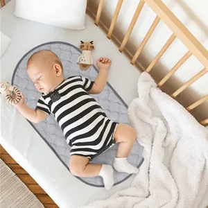 Nicoone Waterproof Changing Mat Liners Quilted 3PCS Bamboo Terry Surface Diaper Changing Pad Liner Washable Reusable Diaper Changing Liners for Home Outdoor Travel Grey - Rectangle - Changing Pad Liner