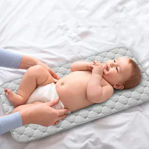 Nicoone Waterproof Changing Mat Liners Quilted 3PCS Bamboo Terry Surface Diaper Changing Pad Liner Washable Reusable Diaper Changing Liners for Home Outdoor Travel Grey - Rectangle - Changing Pad Liner