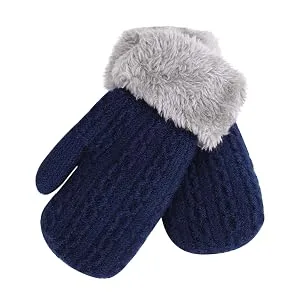 Toddler Kids Winter Warm Thick Plush Short Knitted Gloves With String for 1-3Yrs Orange/Bear - product information 6