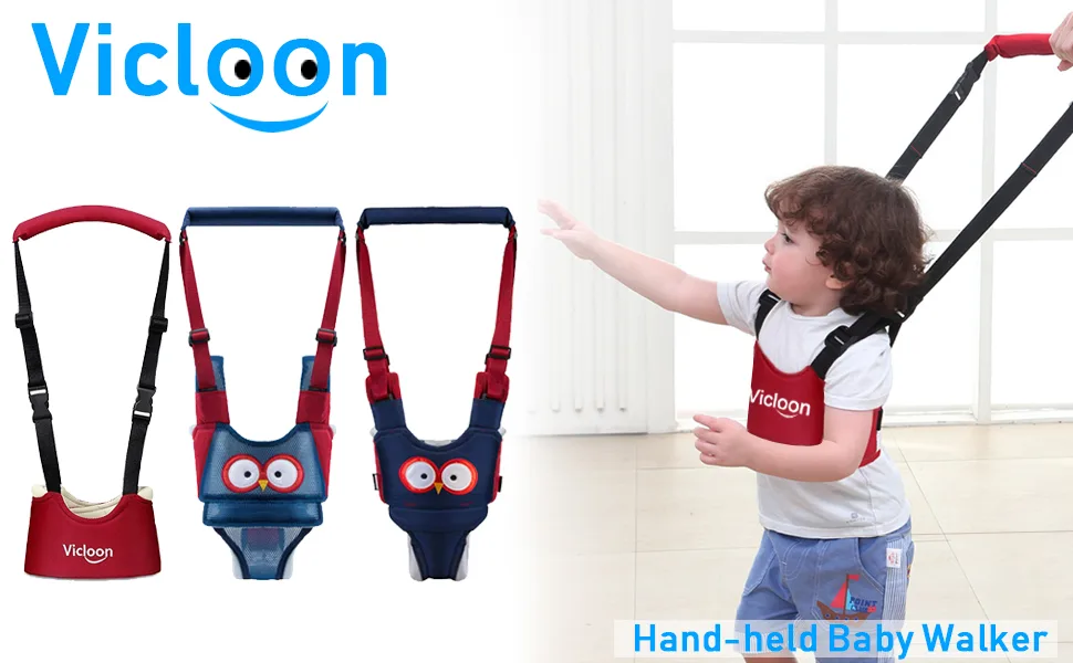 Vicloon Hand-held Baby Walker Toddler Walking Assistant Helper Kid Safe Walking Protective Belt Child Harnesses Learning Assistant Belt red - product information 1