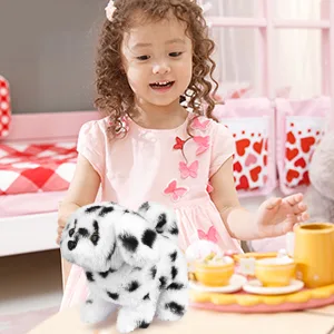 WorWoder Plush Teddy Toy Puppy Electronic Interactive Pet Dog - Walking Barking Tail Wagging Stretching Companion Animal for Kids (Dalmatians) - Child