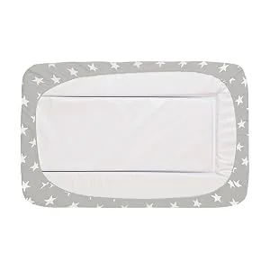 Lilly and Ben Changing Mat Cover Terry Towelling - Baby Soft - Thick - Absorbant - Set of 2 - Grey Stars SLIM. Without edges Grey Star - changing pad cover back