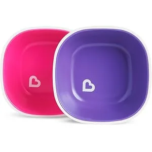 Munchkin Splash Bowls (Pink/Purple) **** Waterproof Labels Included to Personalise Your Little One's Bowls **** - splash bowls