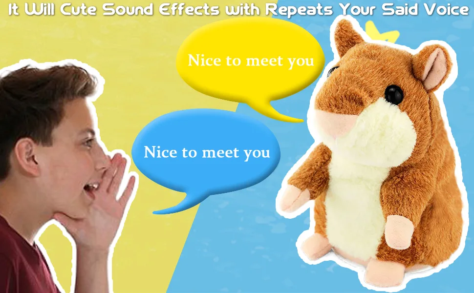 Qwifyu Talking Hamster Interactive Stuffed Plush Animal Toy Cute Sound Effects with Repeats Your Said Voice Best Buddy for Kids Gift Age 3+ (Brown) - product information 9