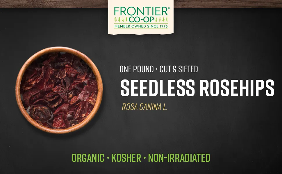 Frontier Natural Products Organic Cut & Sifted Seedless Rosehips 16 oz (453 g) - Frontier Co-op Rosehips Seedless, Cut & Sifted, Certified Organic