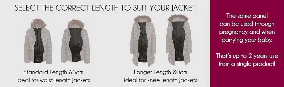 Zip Us In Maternity Jacket Expander Panel - Coat Extender to Expand Your own Jacket Through Pregnancy and for Babywearing with a Carrier One Size Single Vislon Panel - Zip Length (65cm) - zipusin Zip Us In jacket expander panel extent your coat maternity pregnancy Babywearing