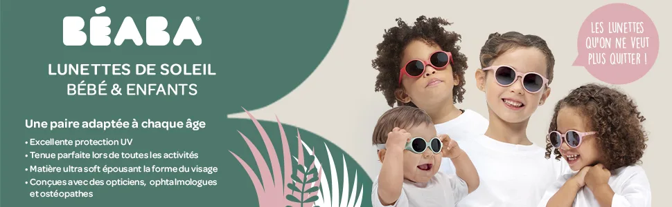BEABA Sunglasses for babies 0-9 months 100% UV Protection - CAT 4 Side Protection Optimal Comfort Adjustable elastic headband Pastel yellow - Beaba.