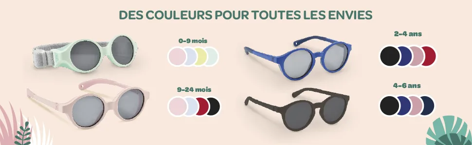 BEABA Sunglasses for babies 0-9 months 100% UV Protection - CAT 4 Side Protection Optimal Comfort Adjustable elastic headband Pastel yellow - Beaba.