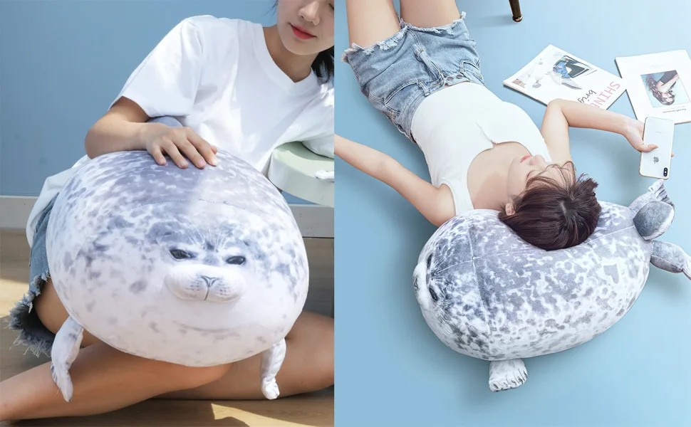 ETAOLINE Chubby Blob Seal Pillow Cute Seal Plush Toy Stuffed Animals with 4 Baby Seal Plush Style-d L(20in) - product information 6