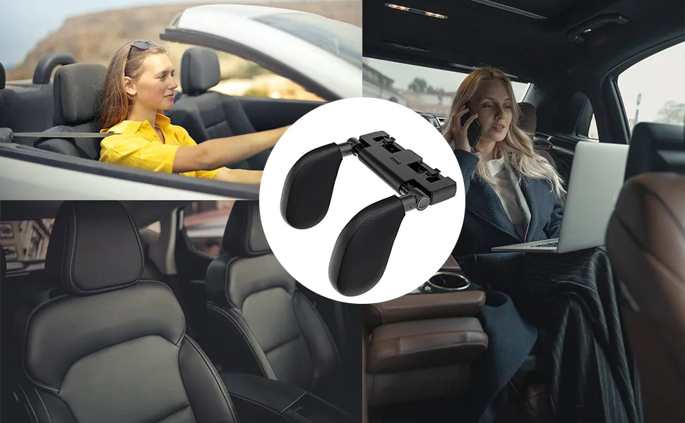 SANON Car Seat Headrest Pillow Adjustable U shaped Car Headrest Pillow Car Neck Support Sleeping Pillow for Adults Grey - product information 5