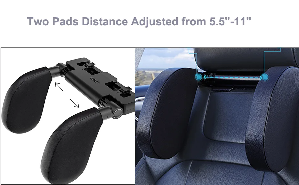 SANON Car Seat Headrest Pillow Adjustable U shaped Car Headrest Pillow Car Neck Support Sleeping Pillow for Adults Yellow - car headrest