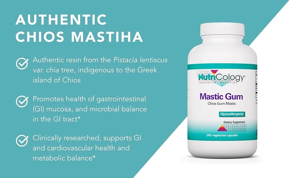 Nutricology Mastic Gum Chios Gum Mastic 240 Vegetarian Capsules - Nutricology 57370