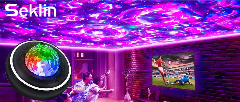 Galaxy Projector Night Light - LED Projector Music Bluetooth Speaker and Remote Control Ocean Wave Lights Lamps Ceiling Projector Light Music Night Light USB-2 - Galaxy Projector