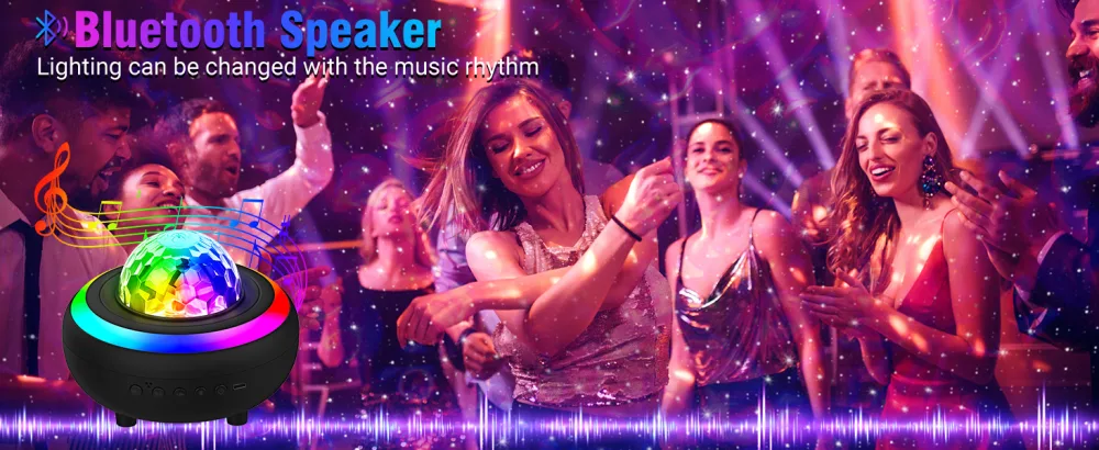Galaxy Projector Night Light - LED Projector Music Bluetooth Speaker and Remote Control Ocean Wave Lights Lamps Ceiling Projector Light Music Night Light USB-2 - star lights