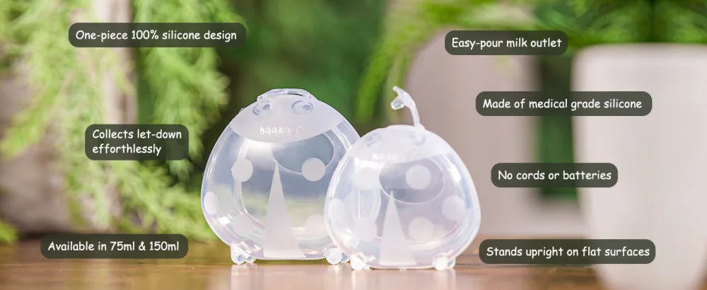 haakaa Ladybug Breast Milk Collector Breast Shells Milk Saver Nursing Cups for Large Milk Supply Replace Disposable Breast Pads Reusable & Wearable (150ml 1 Pc) Clear 150ml*1 - haakaa