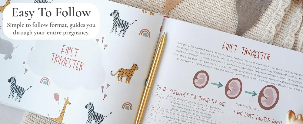 Pregnancy Journal and Memory Book Gift Pregnancy Diary for Expecting New Mums - Includes Calendar Scrapbook Checklist and Organiser (Adventure) - easy to follow format