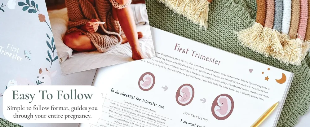 Pregnancy Journal and Memory Book Gift Pregnancy Diary for Expecting New Mums - Includes Calendar Scrapbook Checklist and Organiser (Baby Animals) - easy to follow format