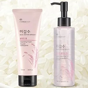 The Face Shop Rice Water Bright Lip & Eye Makeup Remover 4.0 oz (120 ml) - rice water set