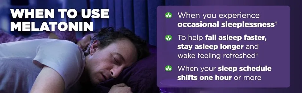 Natrol Melatonin Time Release 1 mg 90 Tablets - When to use Melatonin When you are experiencing occasional sleeplessness†​
